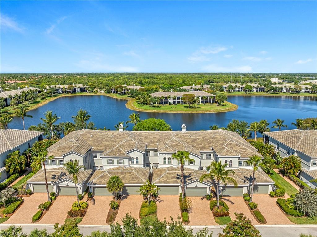 Aerial view of a nearby body of water