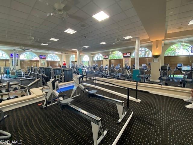 Exercise room featuring a paneled ceiling