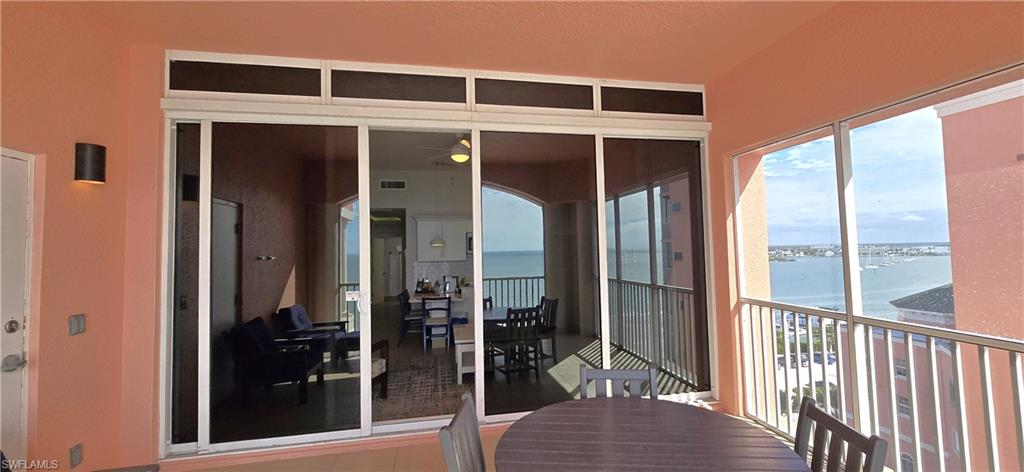 Balcony featuring a water view of Gulf.