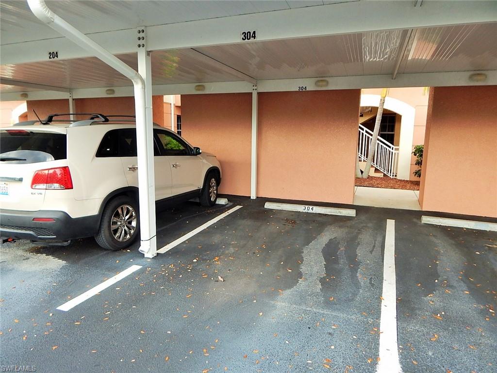 View of covered parking lot