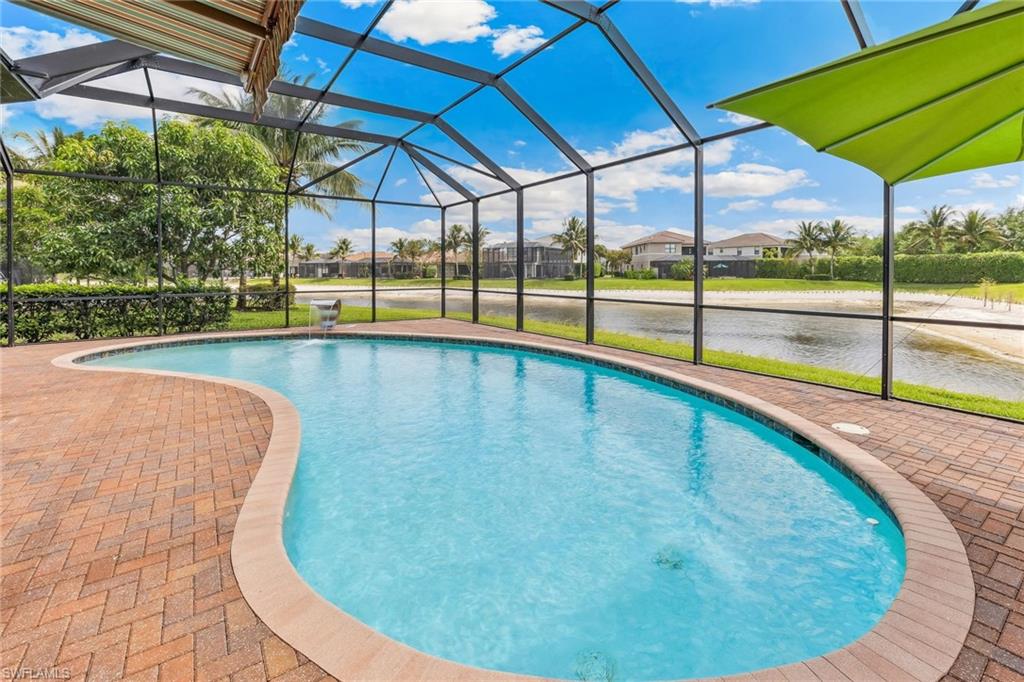 Pool with lake view