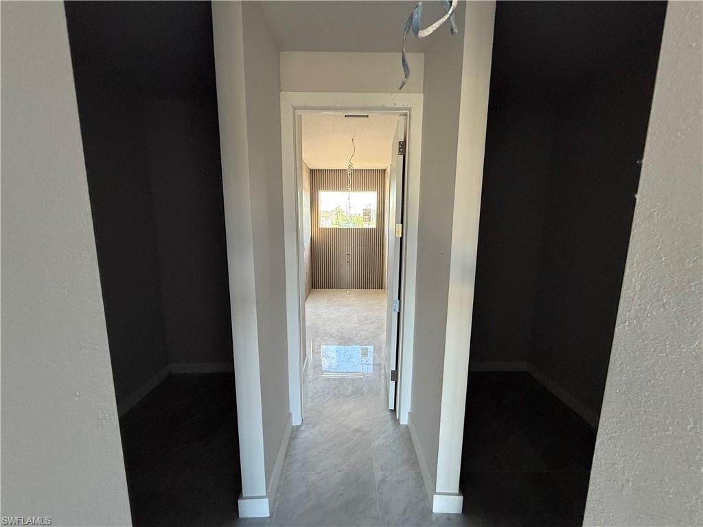Hall with a textured wall