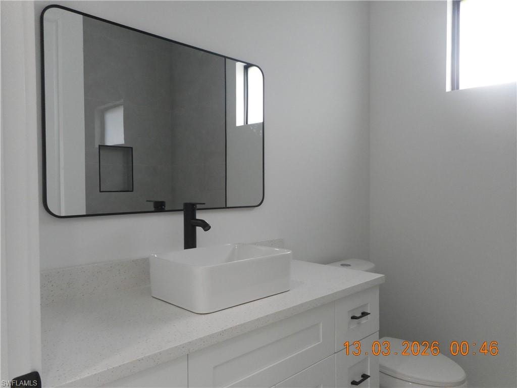 Bathroom with vanity and healthy amount of natural light