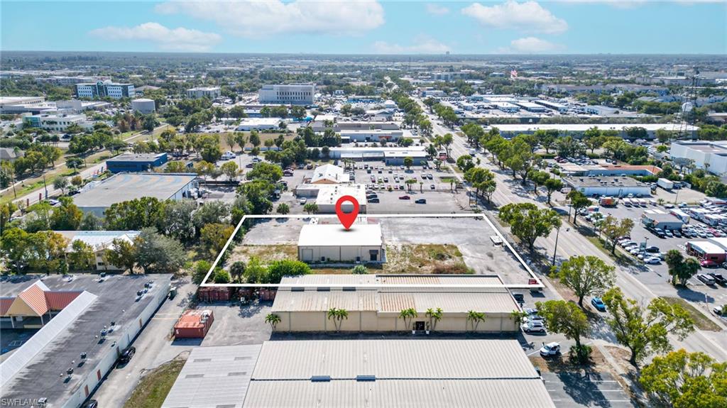 Aerial view of property's location with property parcel outlined