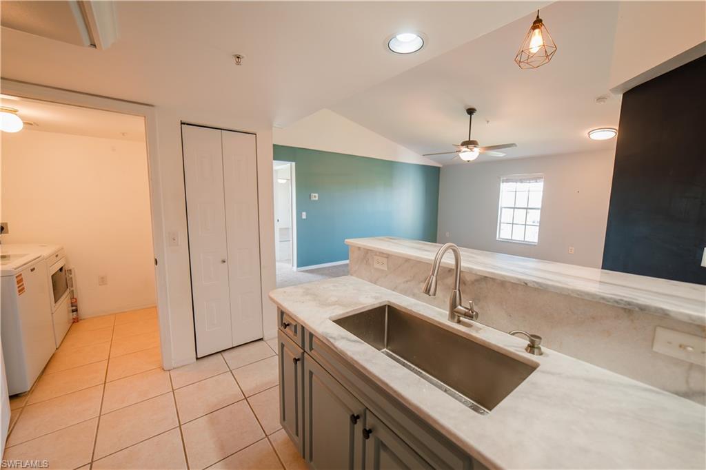 Overlooking great room with vaulted ceilings.