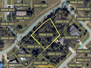 Aerial view of property's location with property parcel outlined