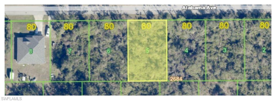 Aerial view of property's location with property parcel outlined