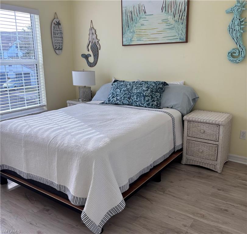 Bedroom with light wood-type flooring