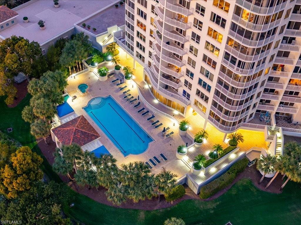 Aerial view of a pool area