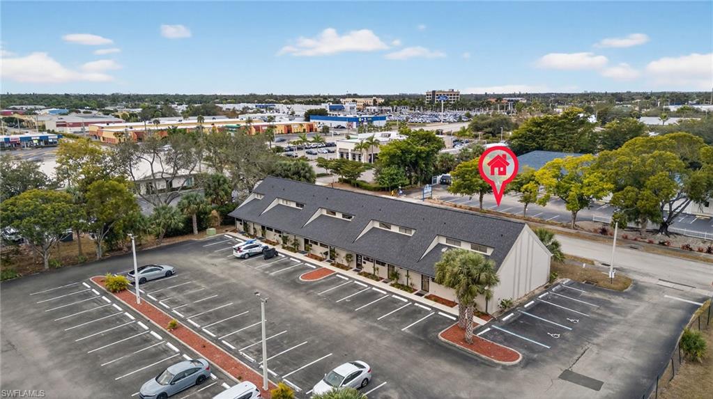 Aerial view of a commercial area