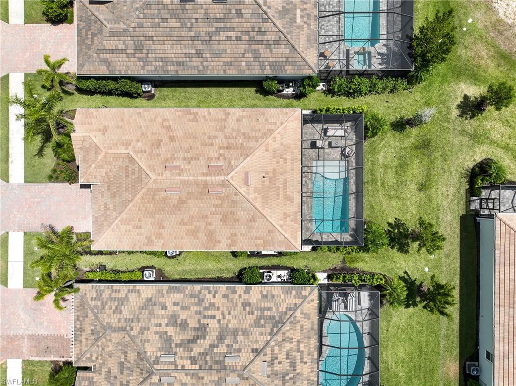 Drone / aerial view of a pool area