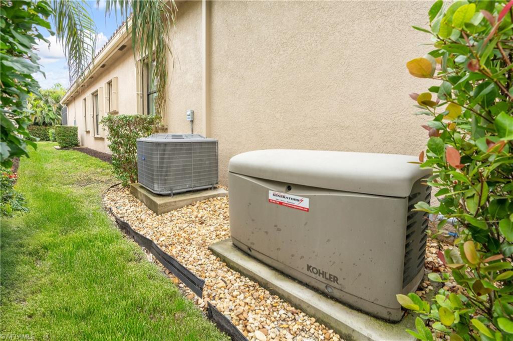 Exterior view of a power unit and stucco siding