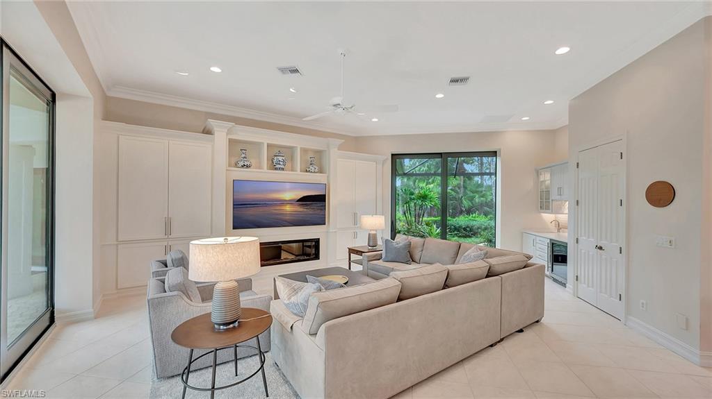 Family Room with fireplace and wet bar