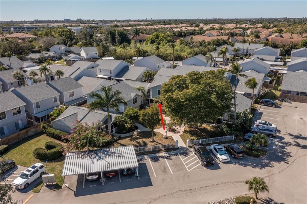 Aerial perspective of suburban area