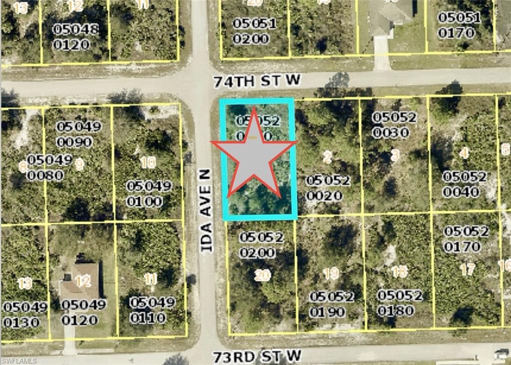 Aerial view of property's location featuring property parcel outlined