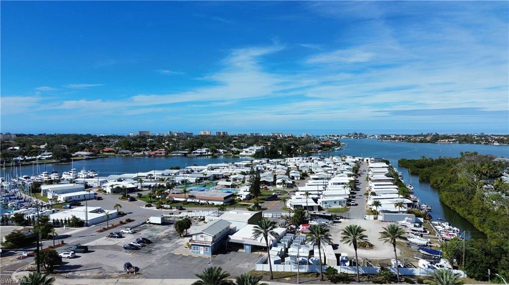 Aerial view of a nearby body of water