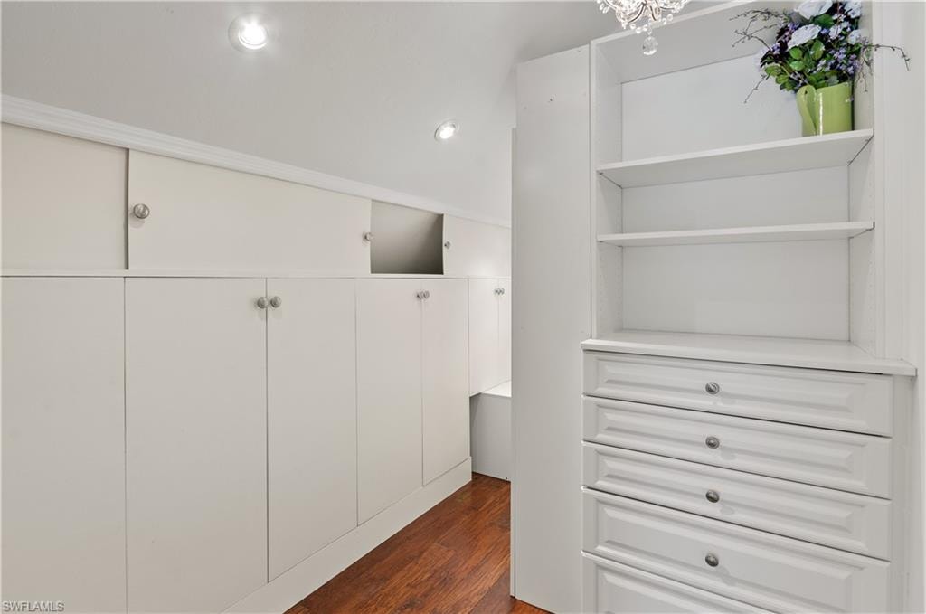 Storage, closet space, dressing room off primary bedroom in loft