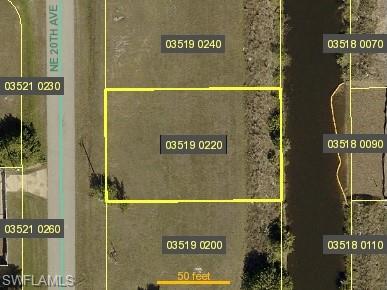 Aerial map of property and surrounding area with property parcel outlined