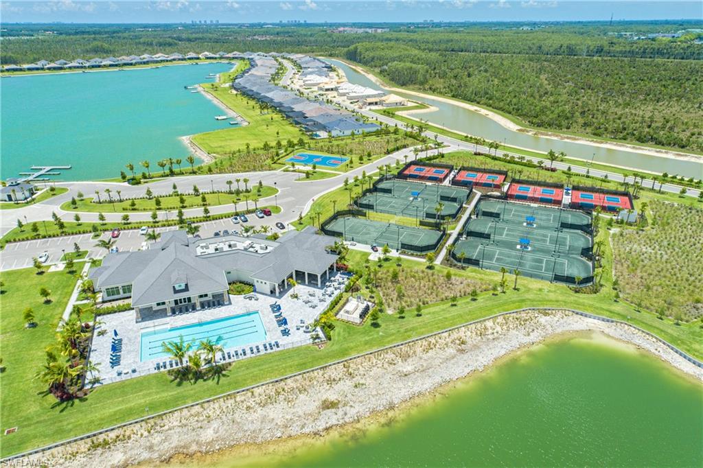 Drone / aerial view of a large body of water