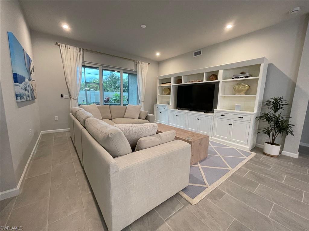 Living area with recessed lighting