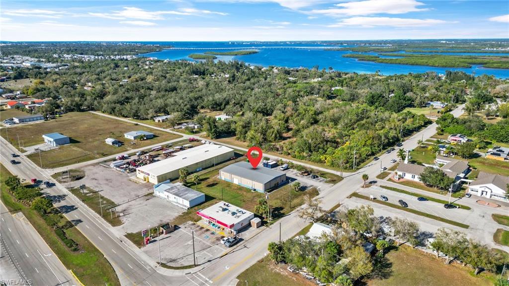 Drone / aerial view of a large body of water