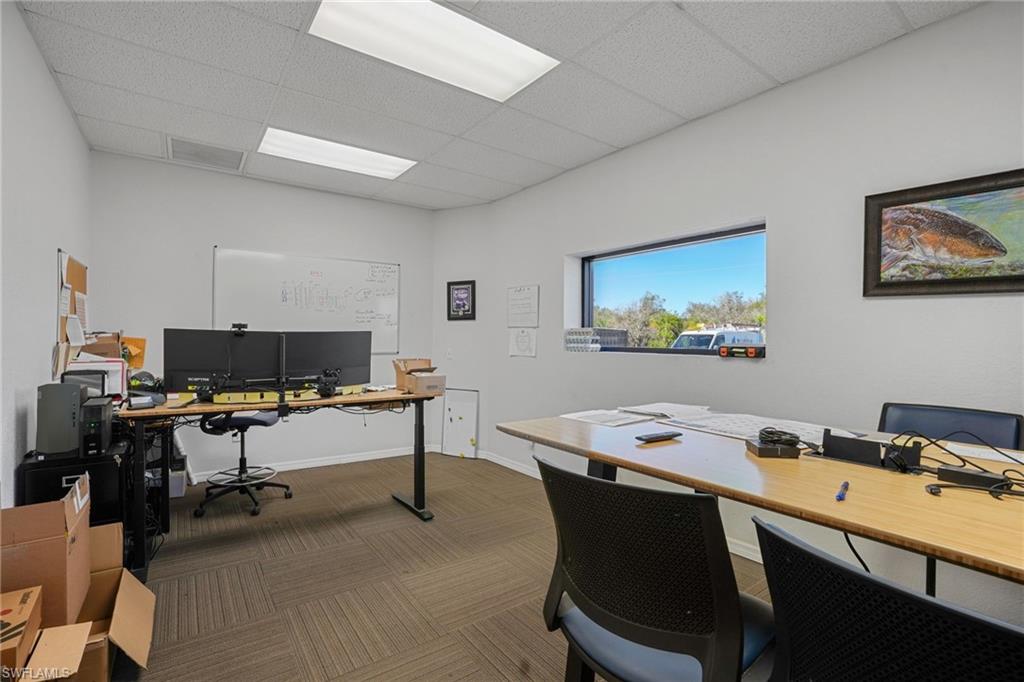 Office area with a drop ceiling