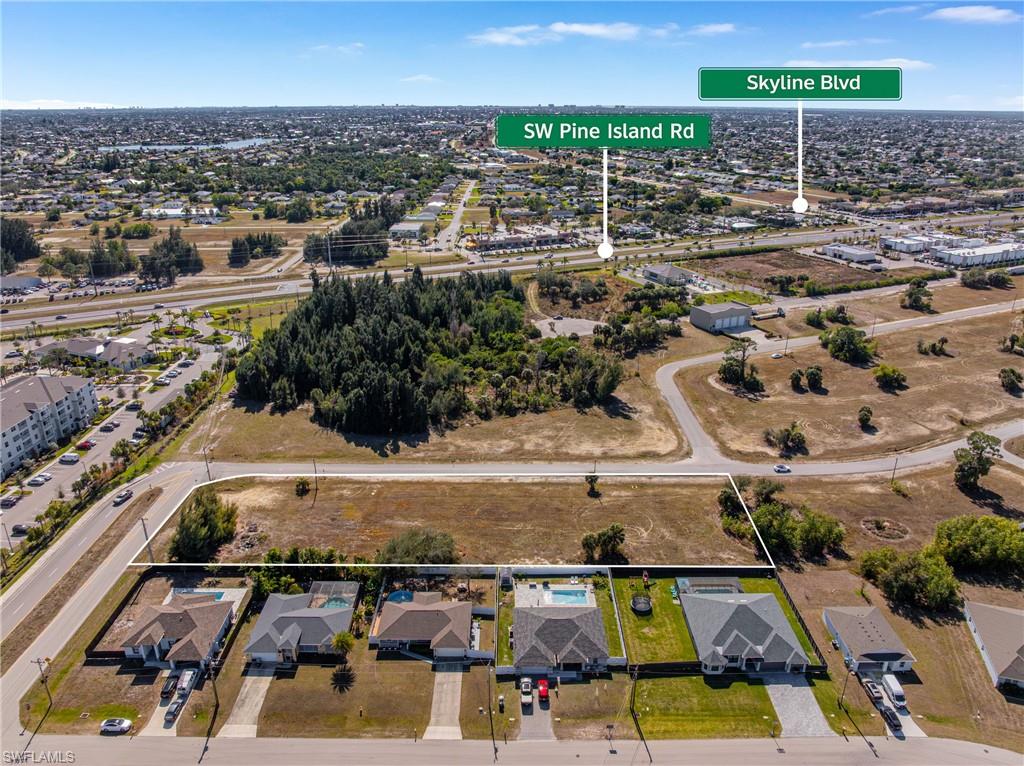Aerial perspective of suburban area