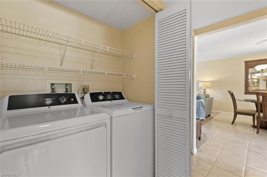 New Wash and dryer in unit for convenience with storage space