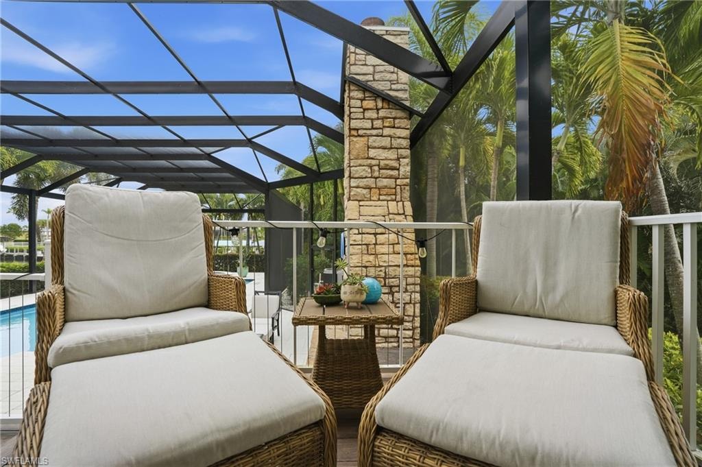 Sunroom with an outdoor hangout area