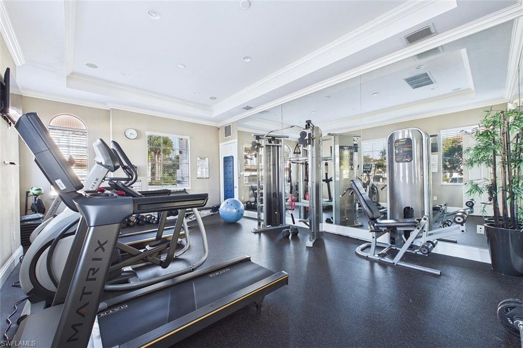 Gym featuring crown molding
