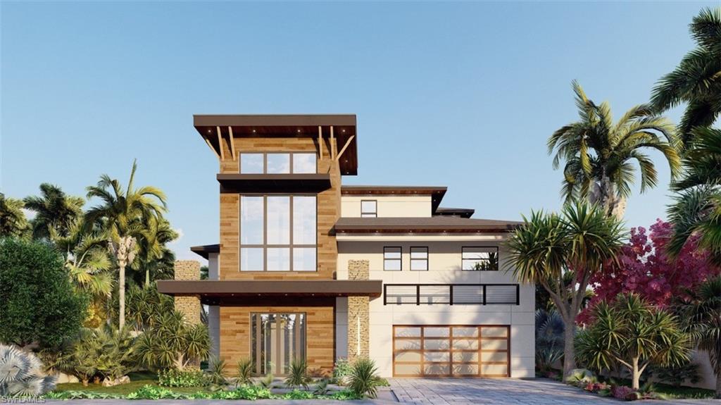 Virtual Rendering - View of front facade with decorative driveway, an attached garage, and stucco siding