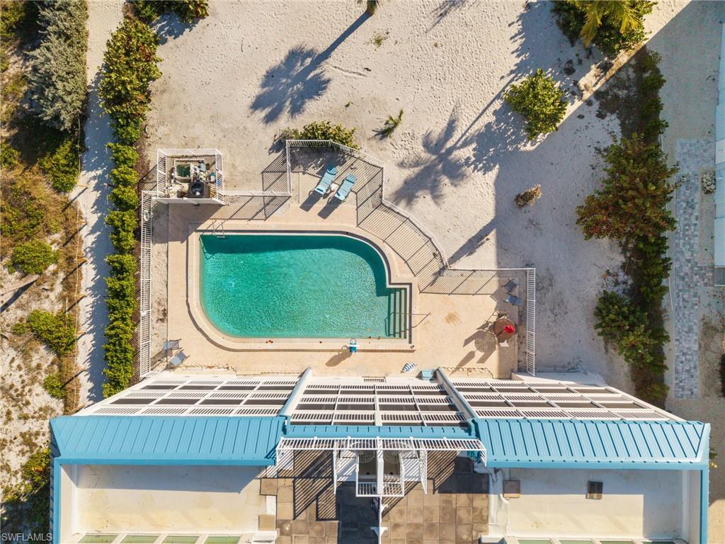 Aerial view of a pool