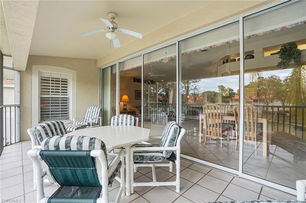 Lanai featuring outdoor seating area with long lake views