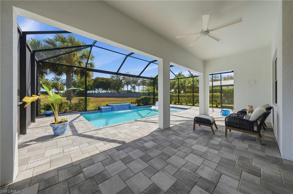 Completely renovated pool with new tile and waterfall feature