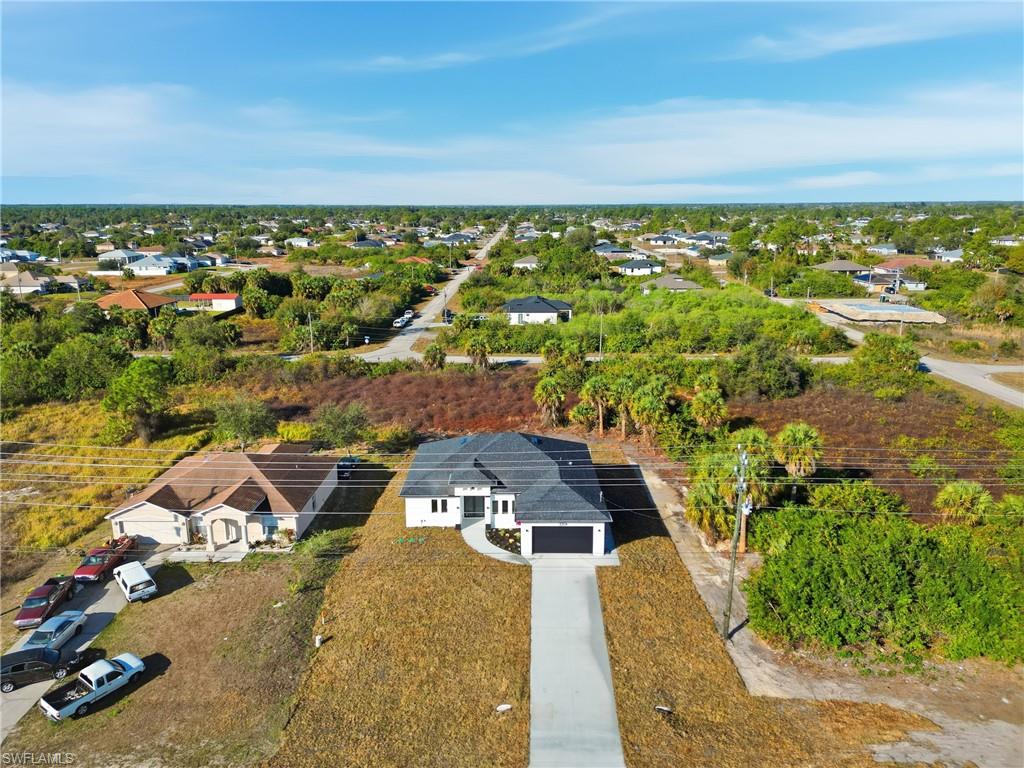 Aerial perspective of suburban area