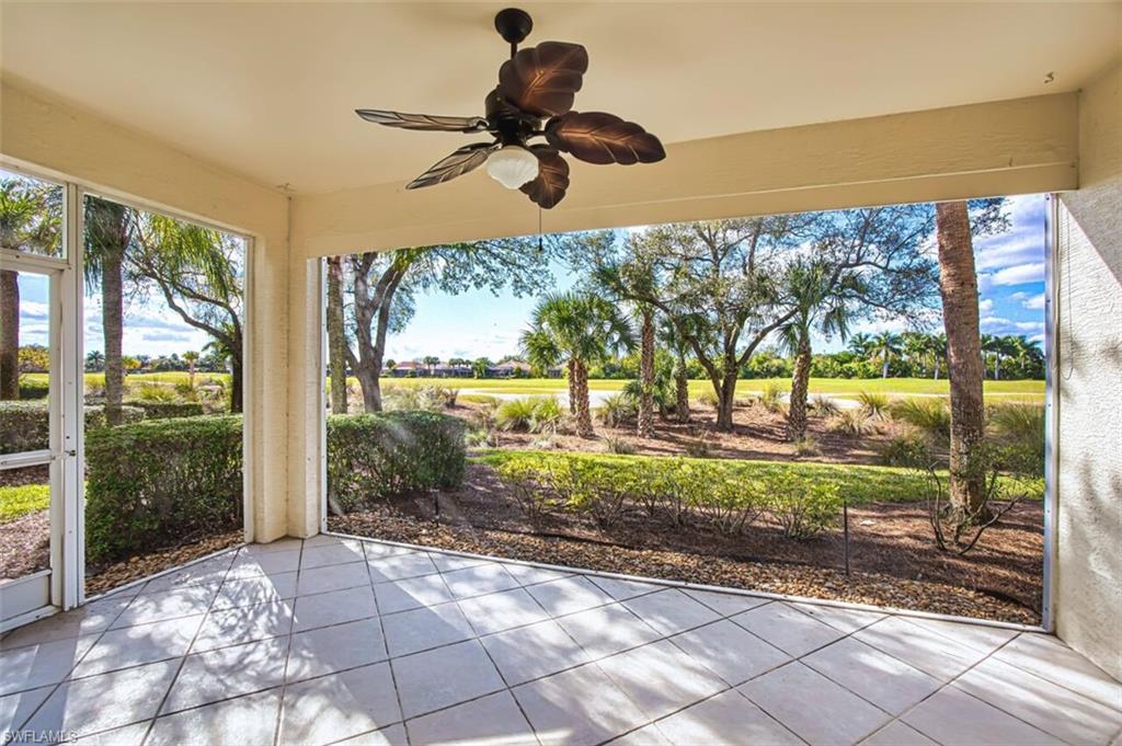 Unfurnished sunroom with golf course view