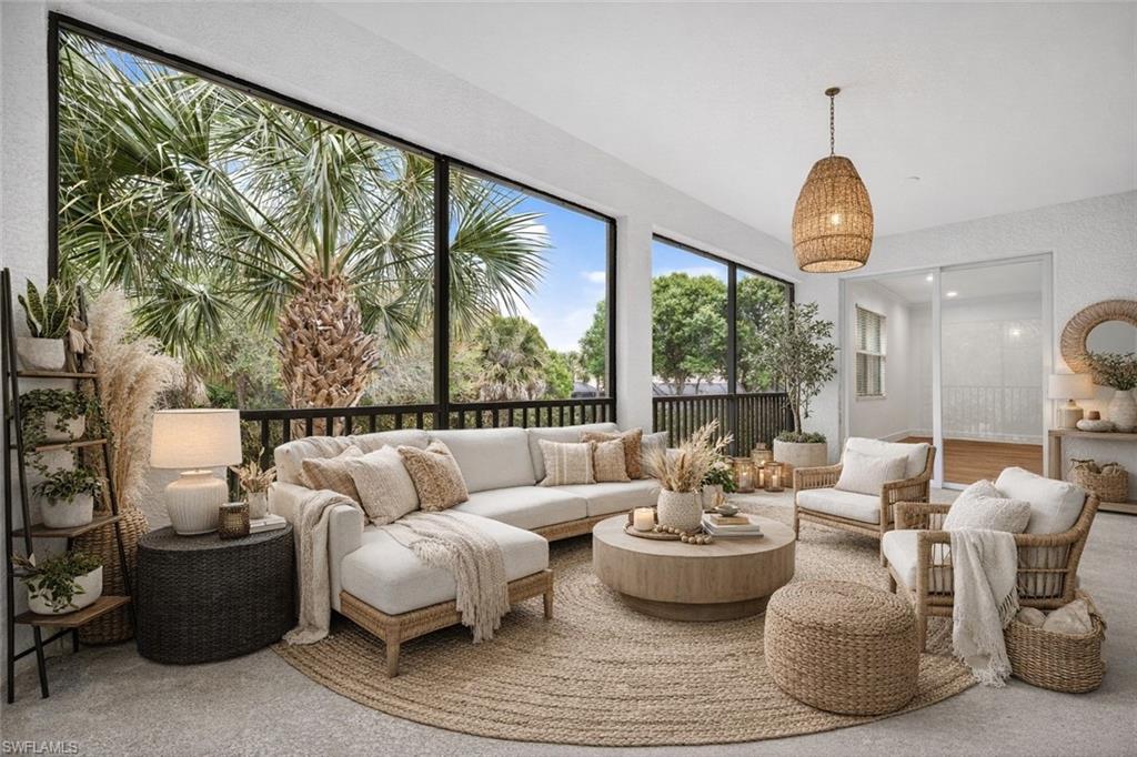 Sunroom / solarium with carpet floors