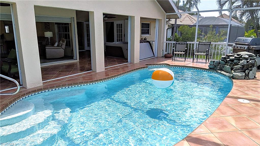The Pool is Heated.  The Rock Waterfall Feature will lull you into a State of Blissful Relaxation.