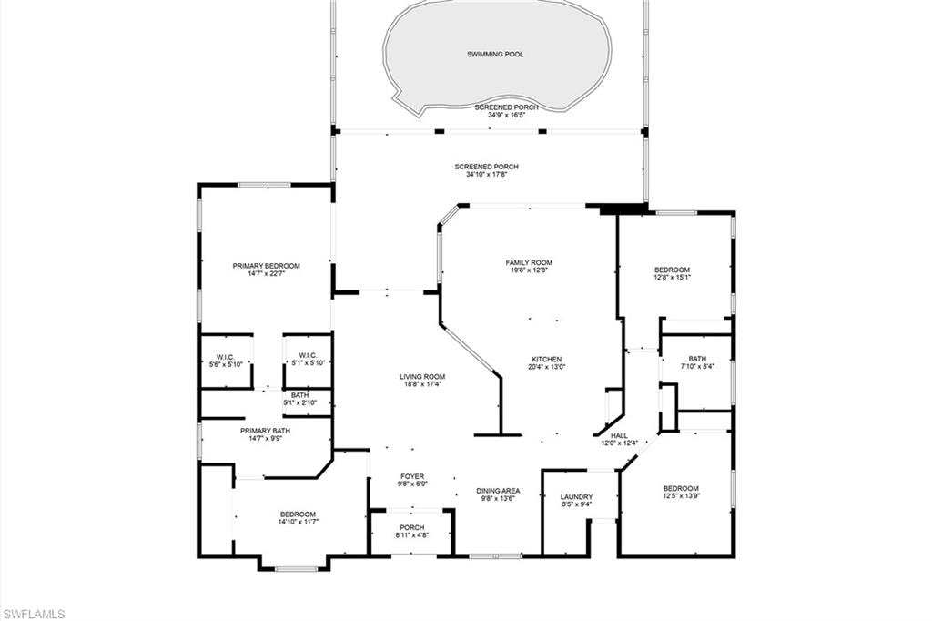 4 Bed, 2 Bath Pool Home with 2,296 square feet