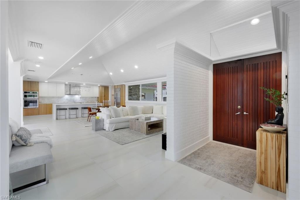 Mahogany double door entry. Many stunning architectural details