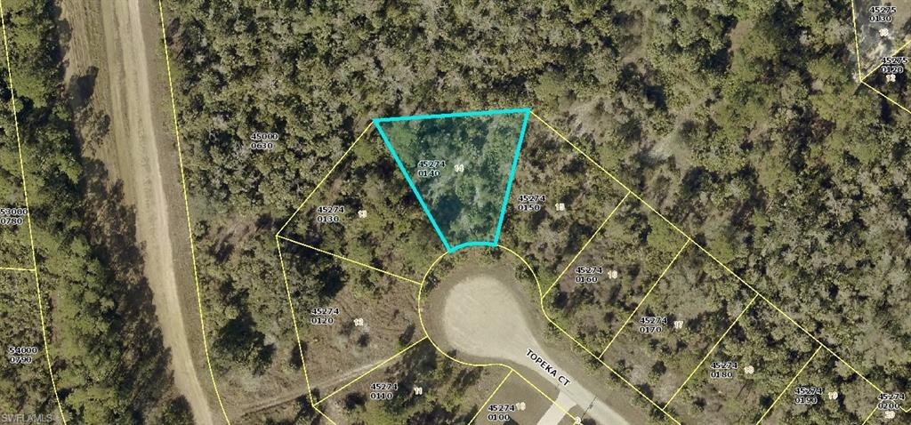 Aerial overview of property's location featuring property parcel outlined