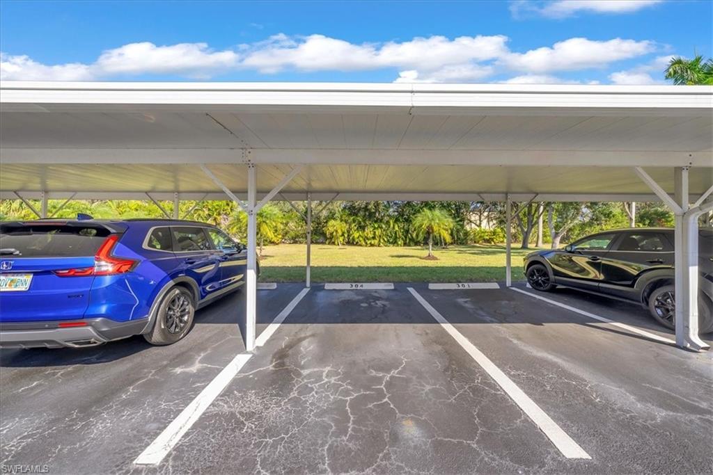 View of covered parking lot