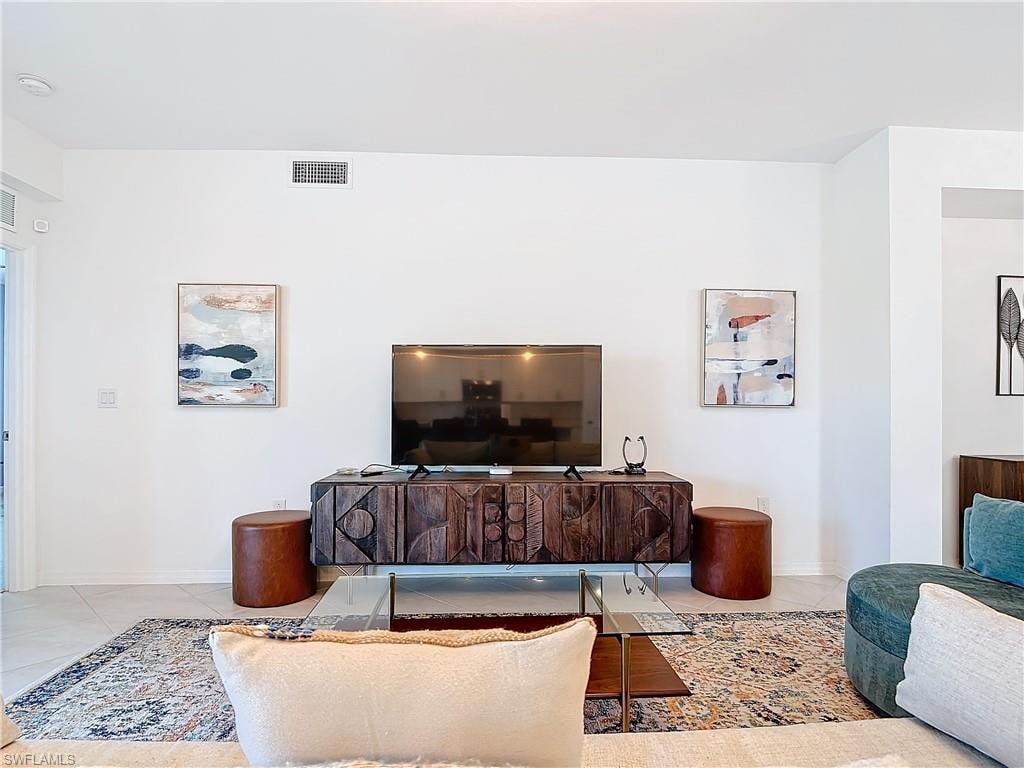 View of tiled living room