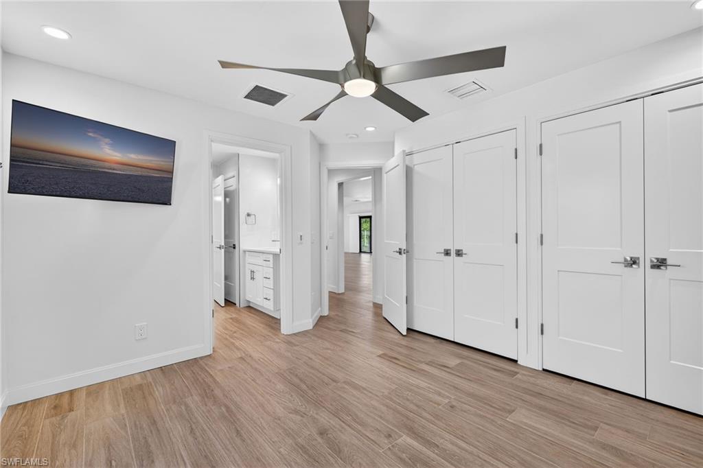 Spacious guest bedroom with oversize double built in closets, Jack and Jill bathroom, natural light.