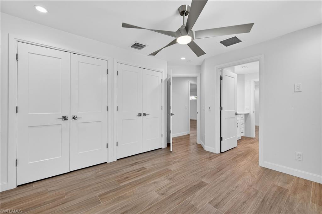Spacious guest bedroom with double built in closets, Jack and Jill bathroom, ample natural light.