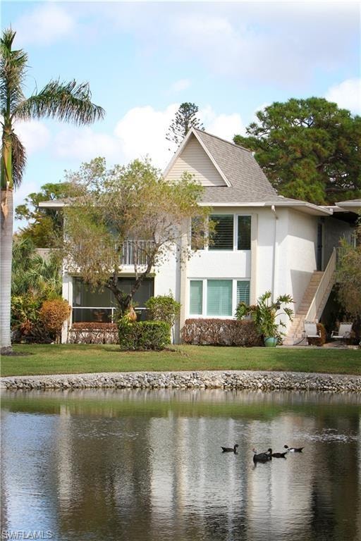 Water view featuring stairs
