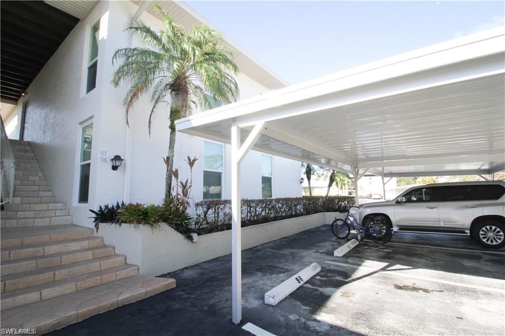 View of covered parking lot