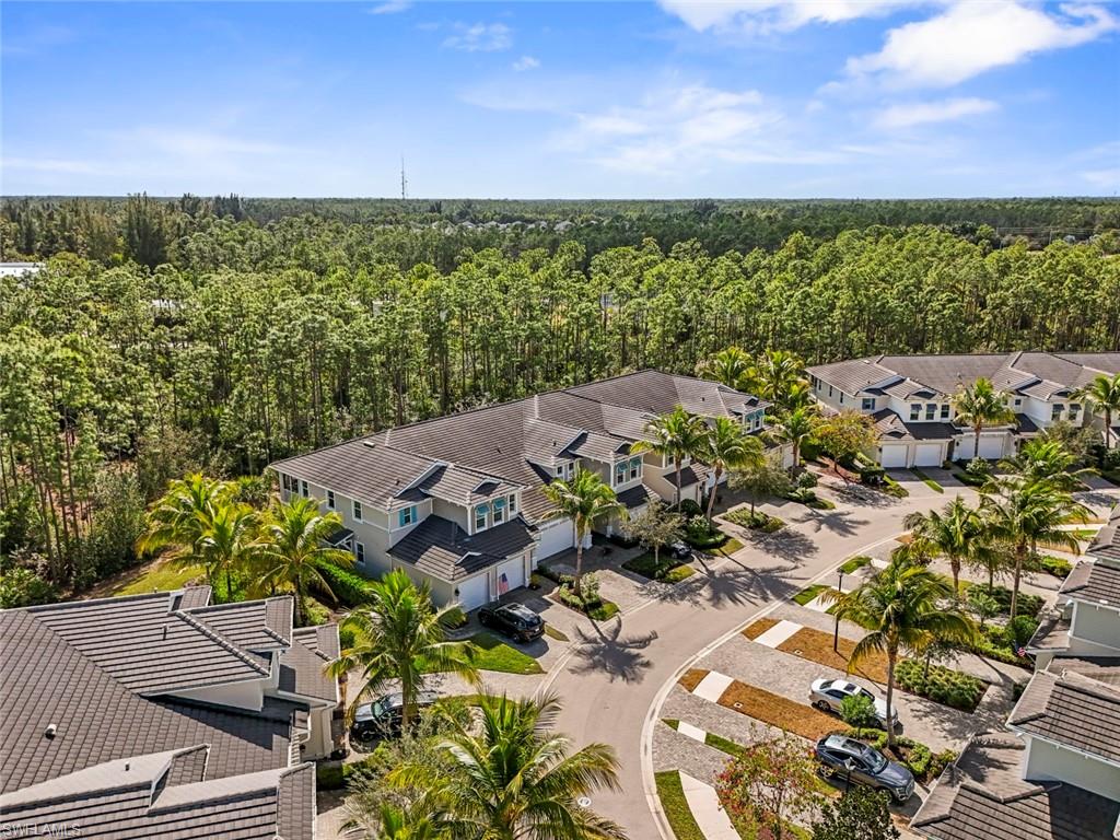 Aerial view of a heavily wooded area