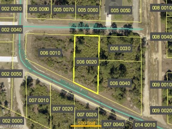 Aerial map of property and surrounding area