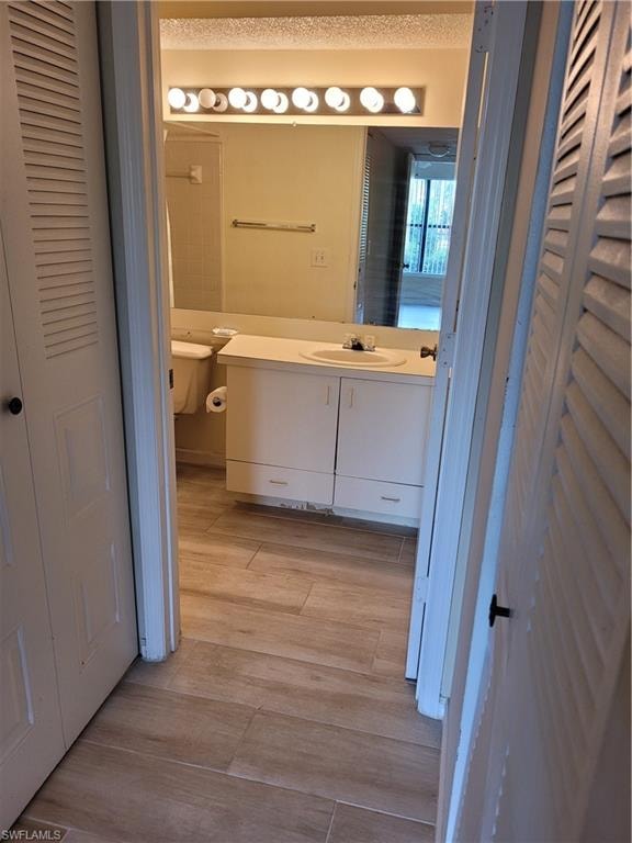 Closets on right of hall going to bath.